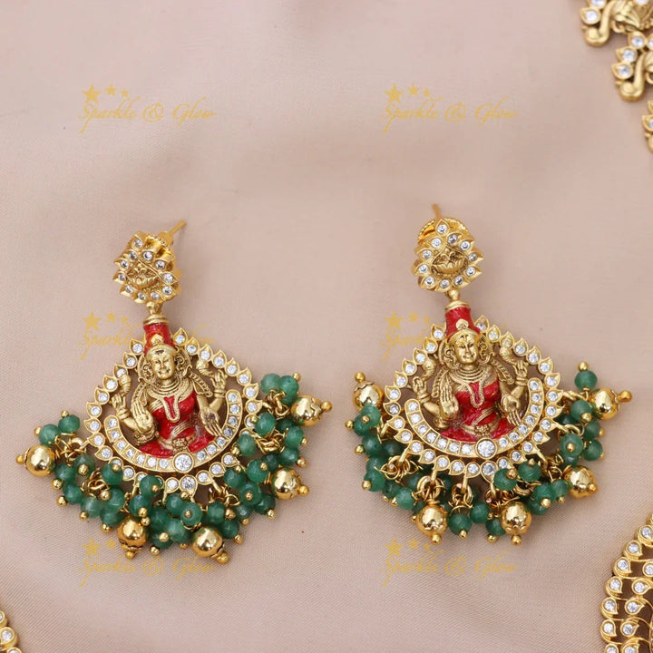 Elegant Peacock Goddess Necklace | Temple Jewelry