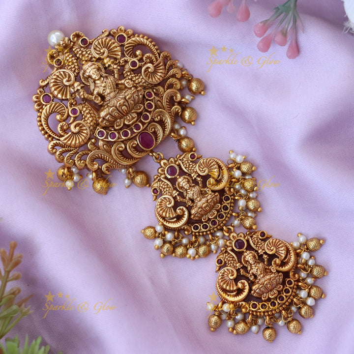 Exquisite Pearl Lakshmi Hair Jewel for Wedding & Festive