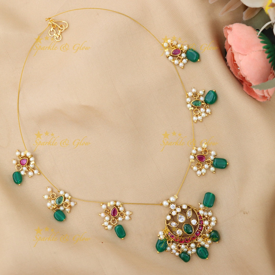 Exquisite Pearl Green Beads Invisible Necklace Online
