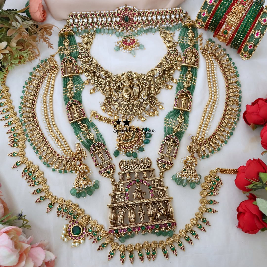 Exquisite Krishna Temple Bridal Jewellery Set