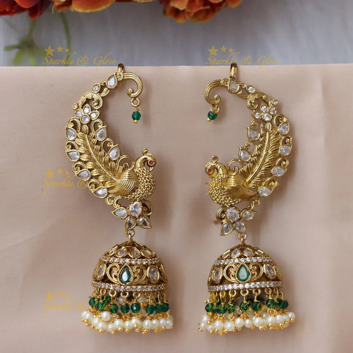 Elegant Gold Cuff Jhumka Earrings – Festive Delight