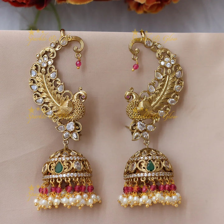 Elegant Gold Cuff Jhumka Earrings – Festive Delight