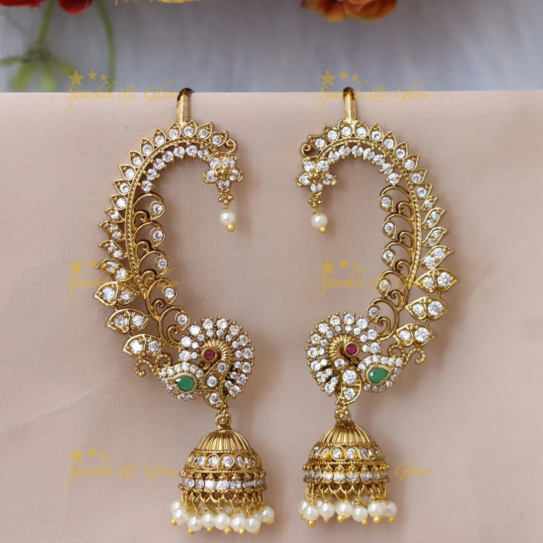 Glamorous Gold Cuff Jhumka Earrings for Celebrations