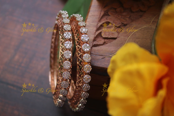 Rose Gold  AD stone bangles a pair   - 2.8
