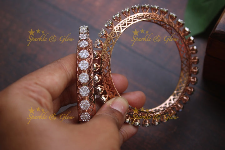 Rose Gold  AD stone bangles a pair   - 2.8
