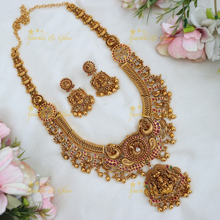 Sophisticated Gold Plated Temple Necklace Set