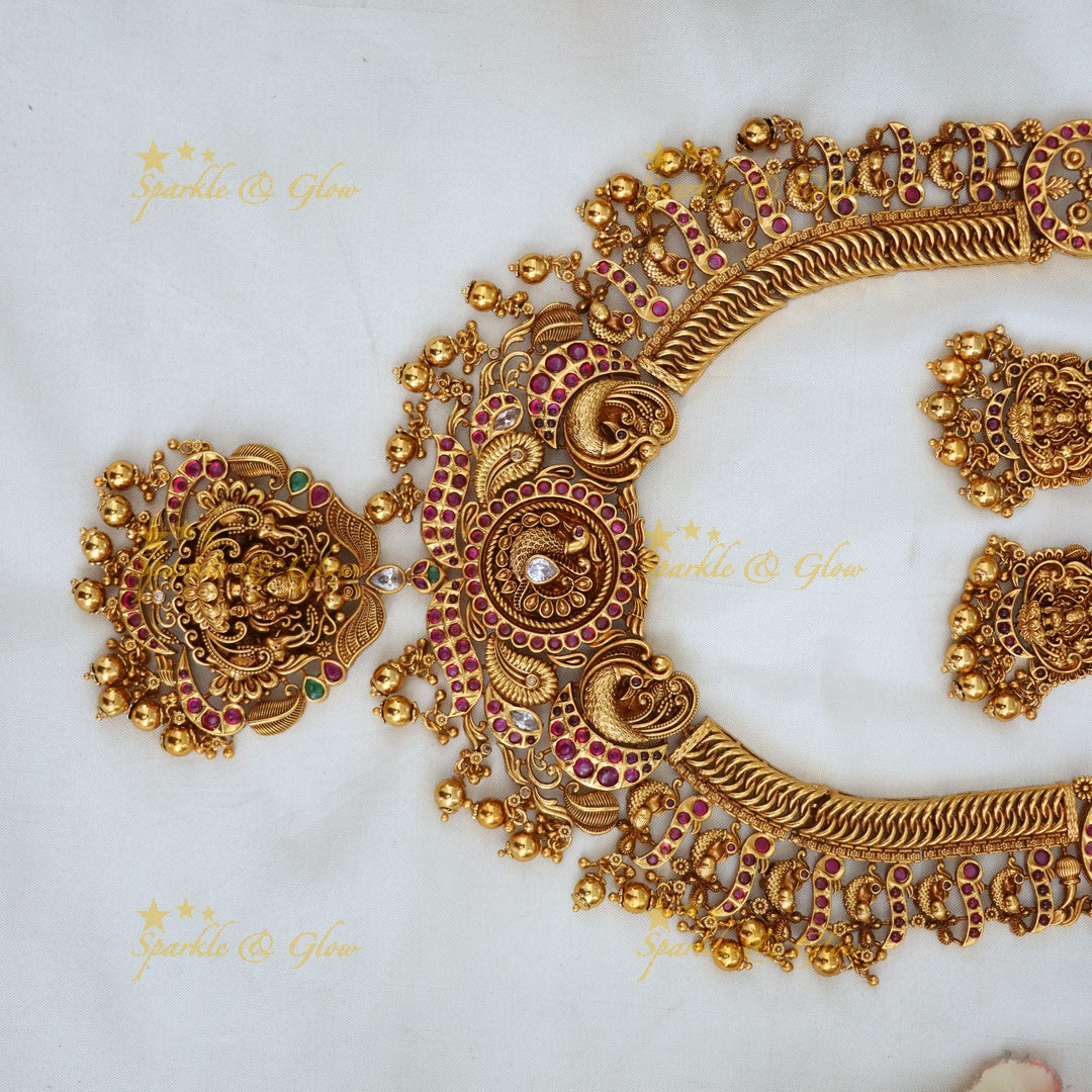 Sophisticated Gold Plated Temple Necklace Set