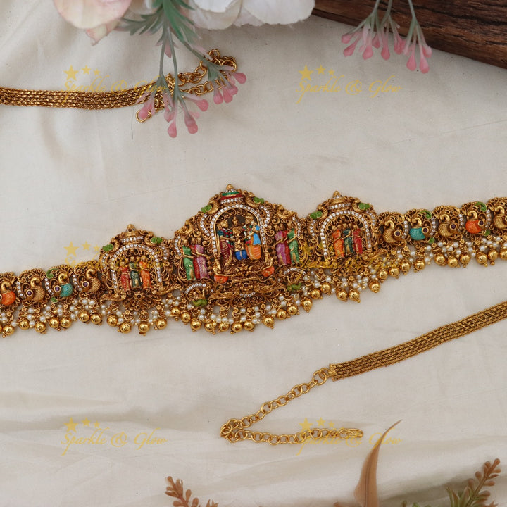 Exquisite Temple-Inspired Gold Hip Chain Belt