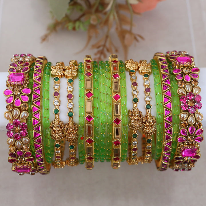Elegant Lakshmi Bridal Bangle Set - Floral Design