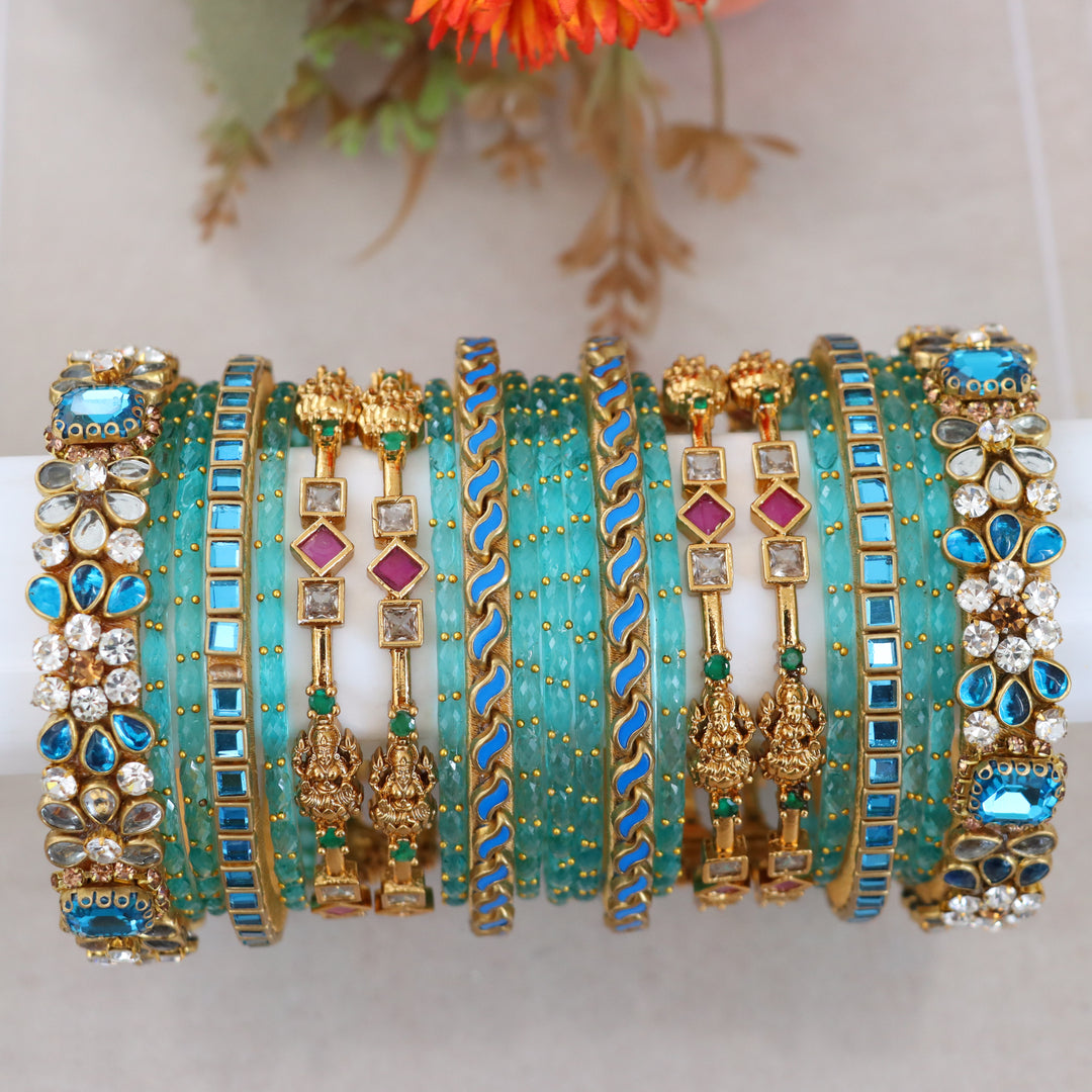 Elegant Lakshmi Bridal Bangle Set - Floral Design