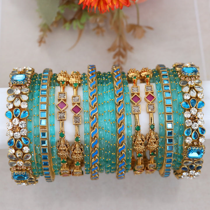 Elegant Lakshmi Bridal Bangle Set - Floral Design