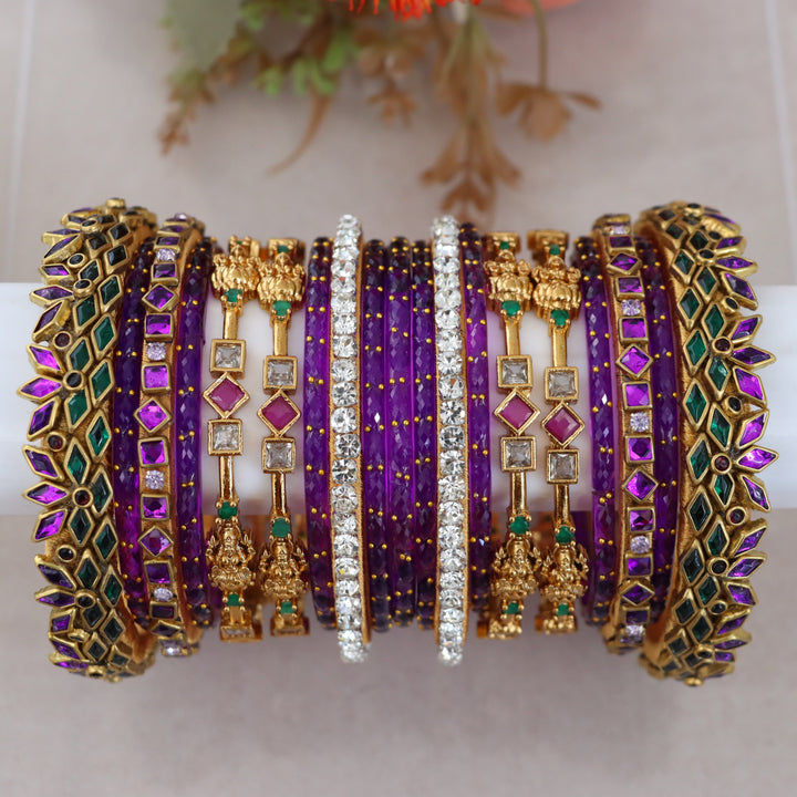 Elegant Lakshmi Bridal Bangle Set - Floral Design