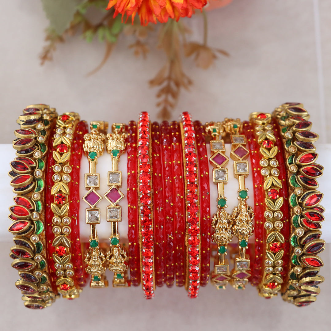 Elegant Lakshmi Bridal Bangle Set - Floral Design