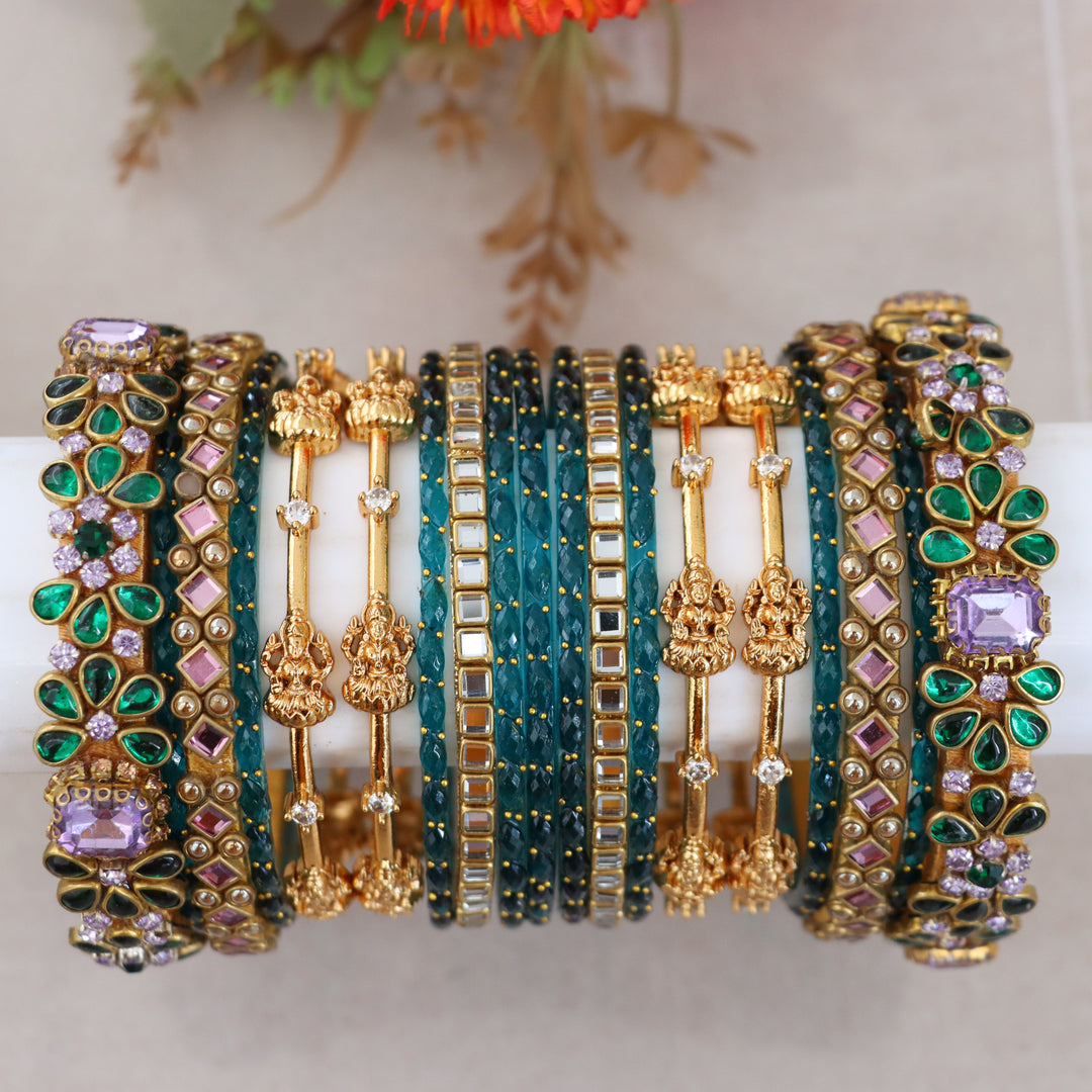 Elegant Lakshmi Bridal Bangle Set - Floral Design