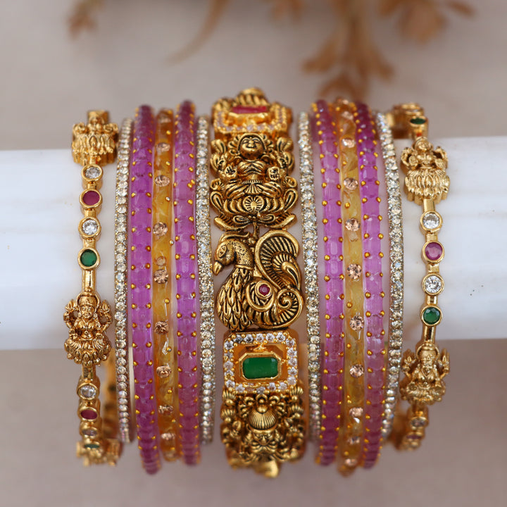Exquisite Lakshmi Peacock Bangles Set for Traditions