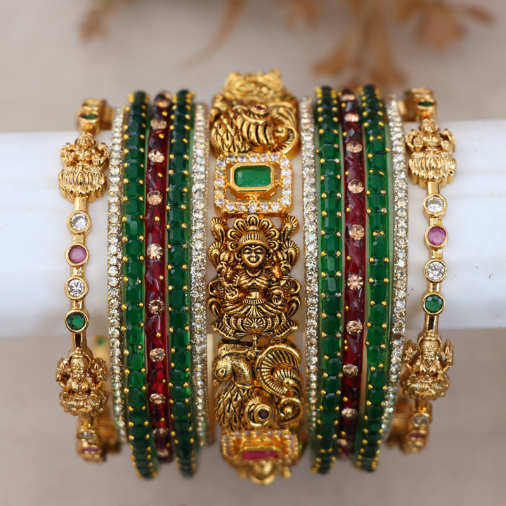 Exquisite Lakshmi Peacock Bangles Set for Traditions