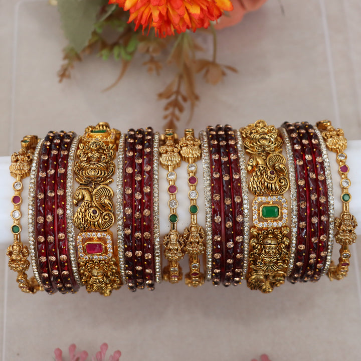 Exquisite Lakshmi Peacock Bangles Set for Traditions
