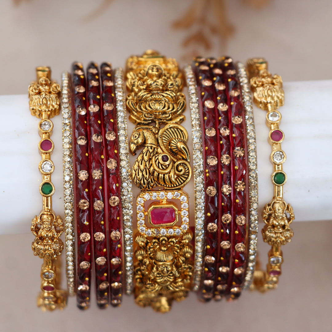 Exquisite Lakshmi Peacock Bangles Set for Traditions