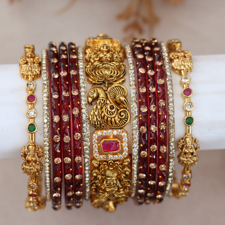 Exquisite Lakshmi Peacock Bangles Set for Traditions