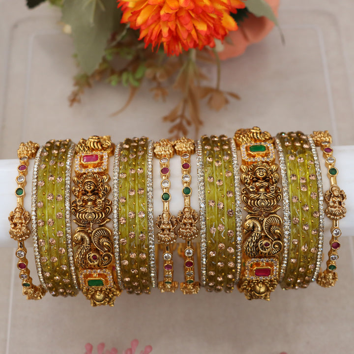 Exquisite Lakshmi Peacock Bangles Set for Traditions