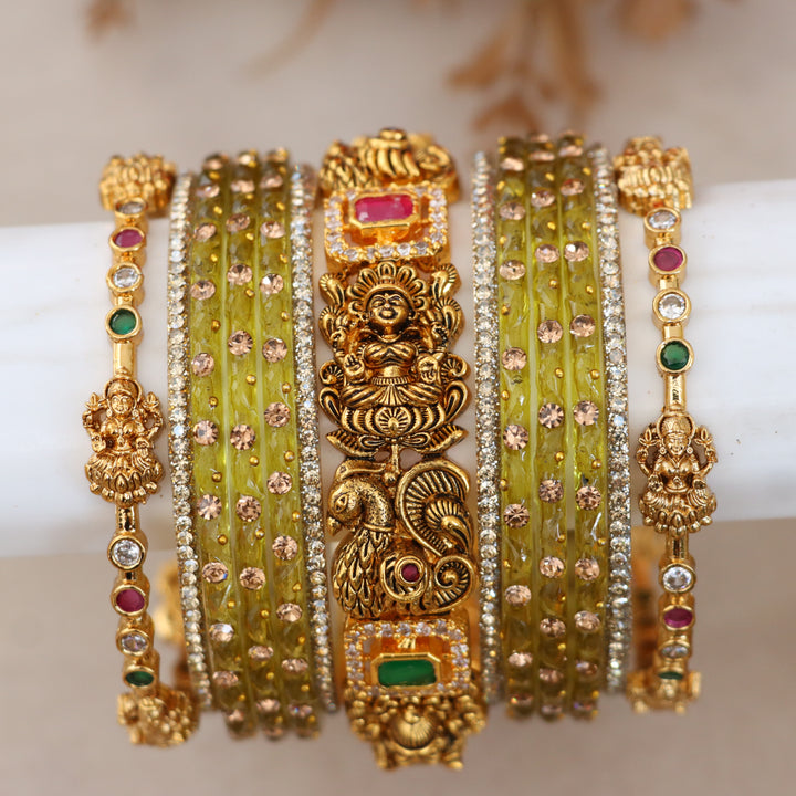 Exquisite Lakshmi Peacock Bangles Set for Traditions