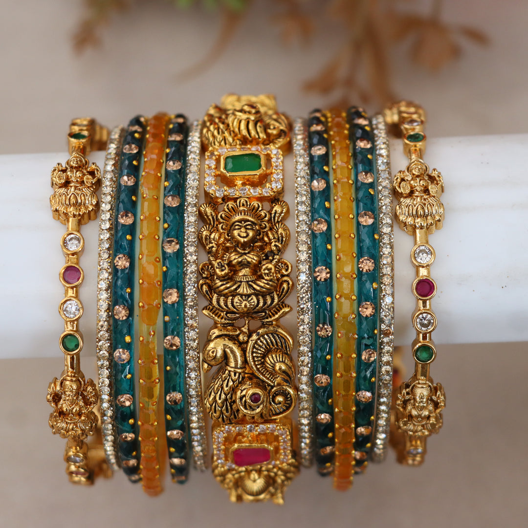 Exquisite Lakshmi Peacock Bangles Set for Traditions