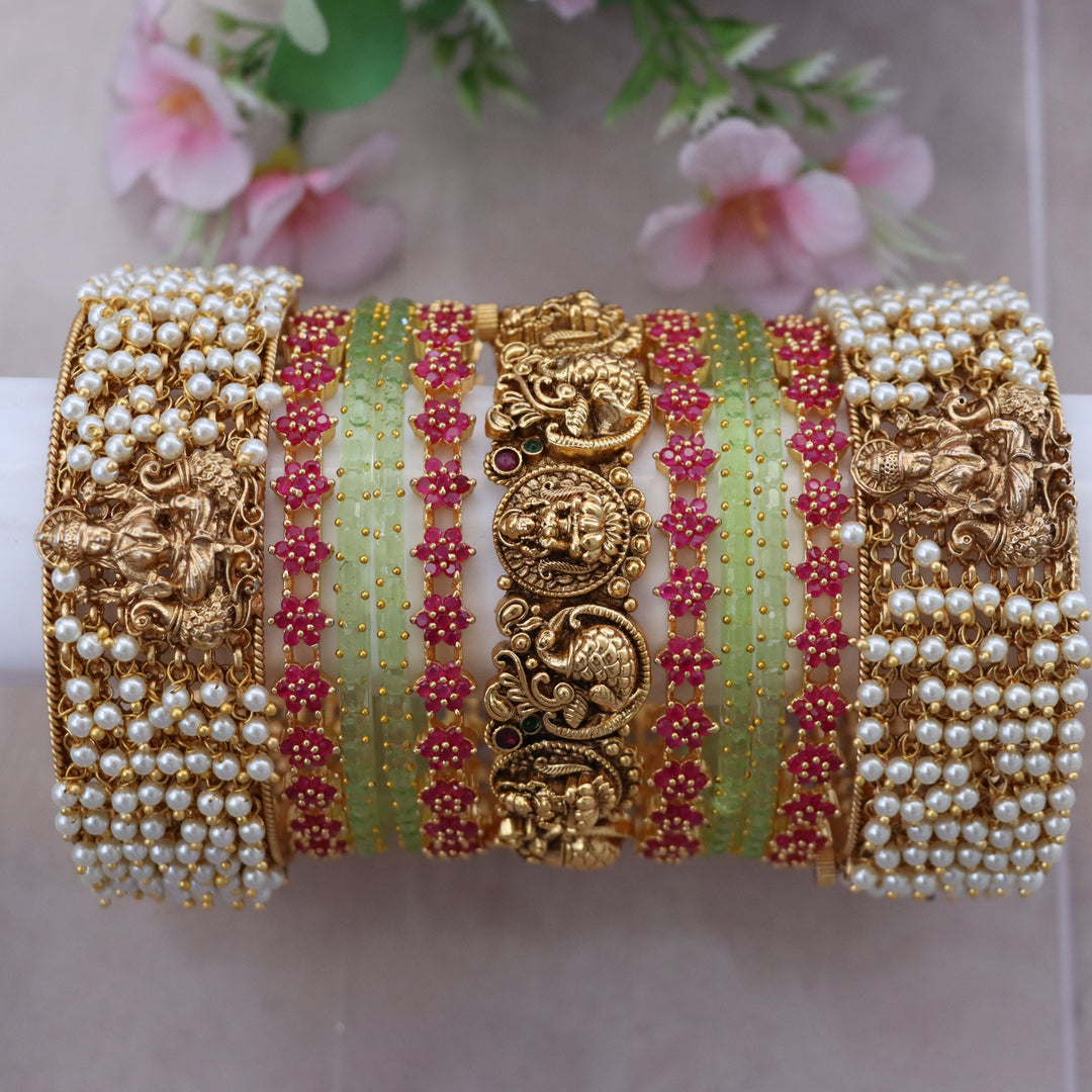Exquisite Lakshmi Peacock Bridal Bangles Set Online