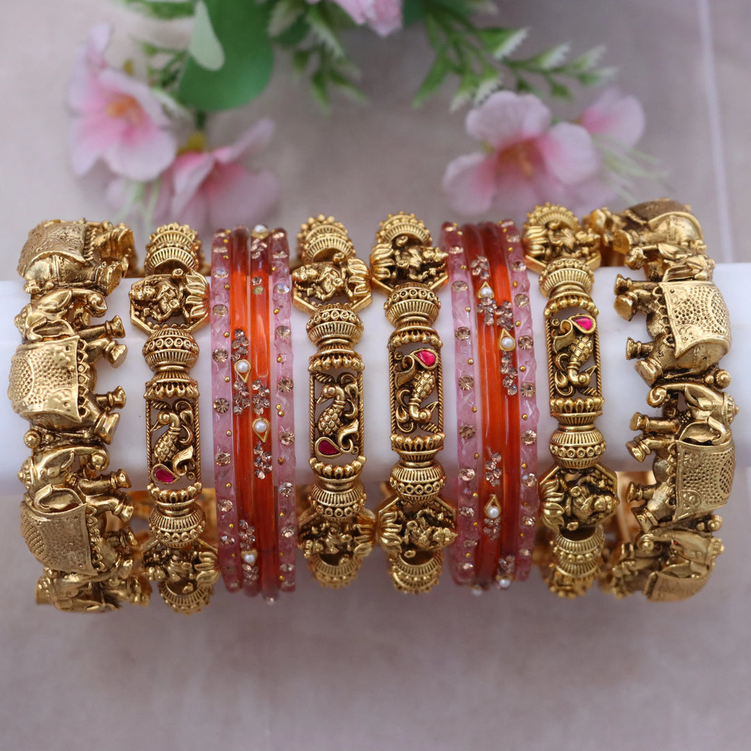 Exquisite Elephant & Peacock Bridal Bangles Set