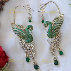 Graceful Gold-alike Peacock Ear Cuffs for Elegance