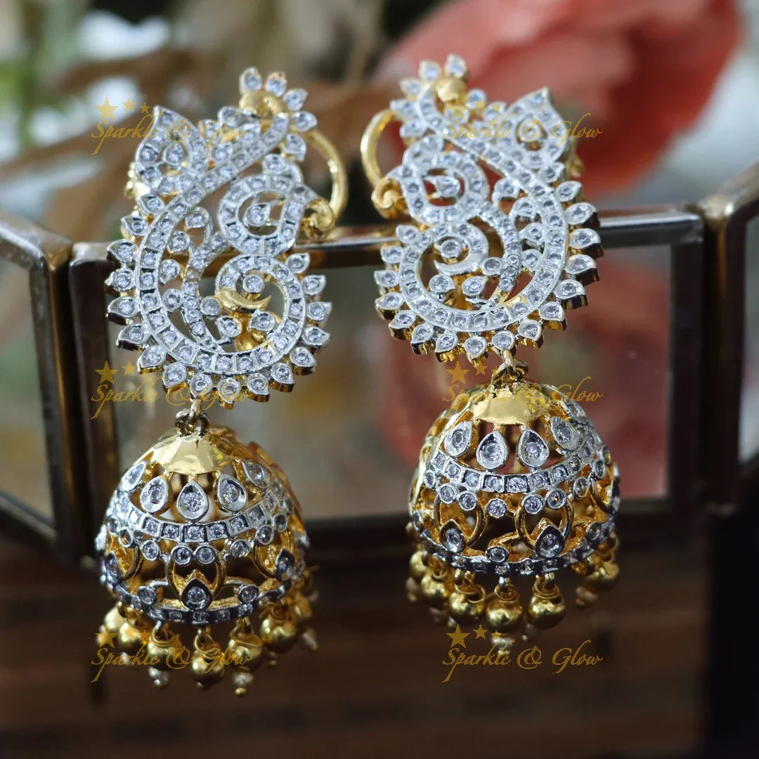 Exquisite Gold Stone Jhumkas for Weddings & Festivals
