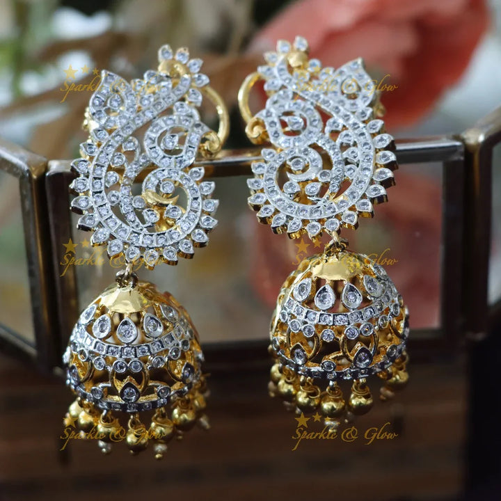 Exquisite Gold Stone Jhumkas for Weddings & Festivals