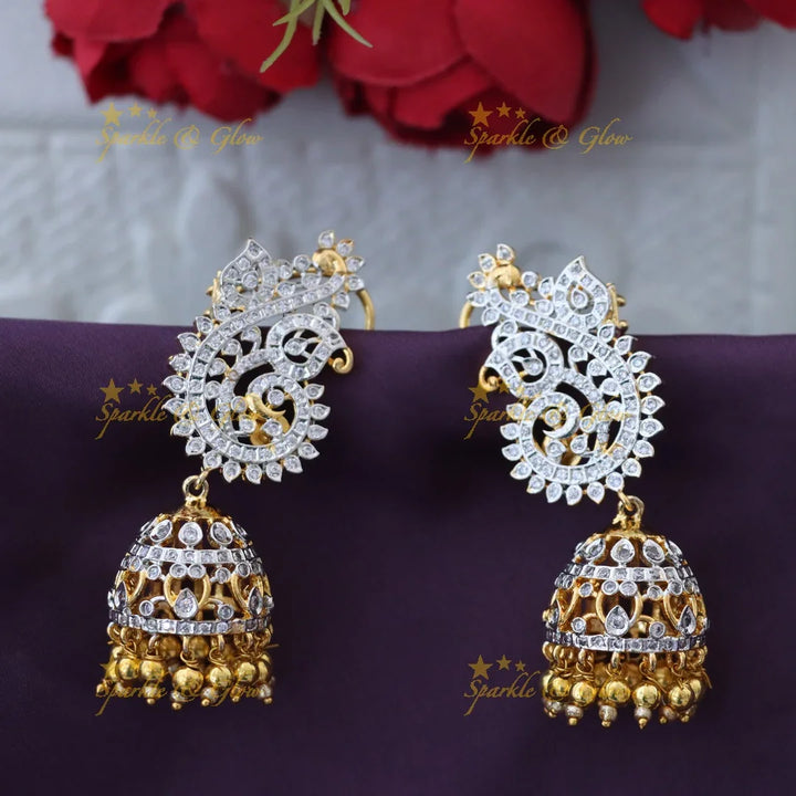 Exquisite Gold Stone Jhumkas for Weddings & Festivals