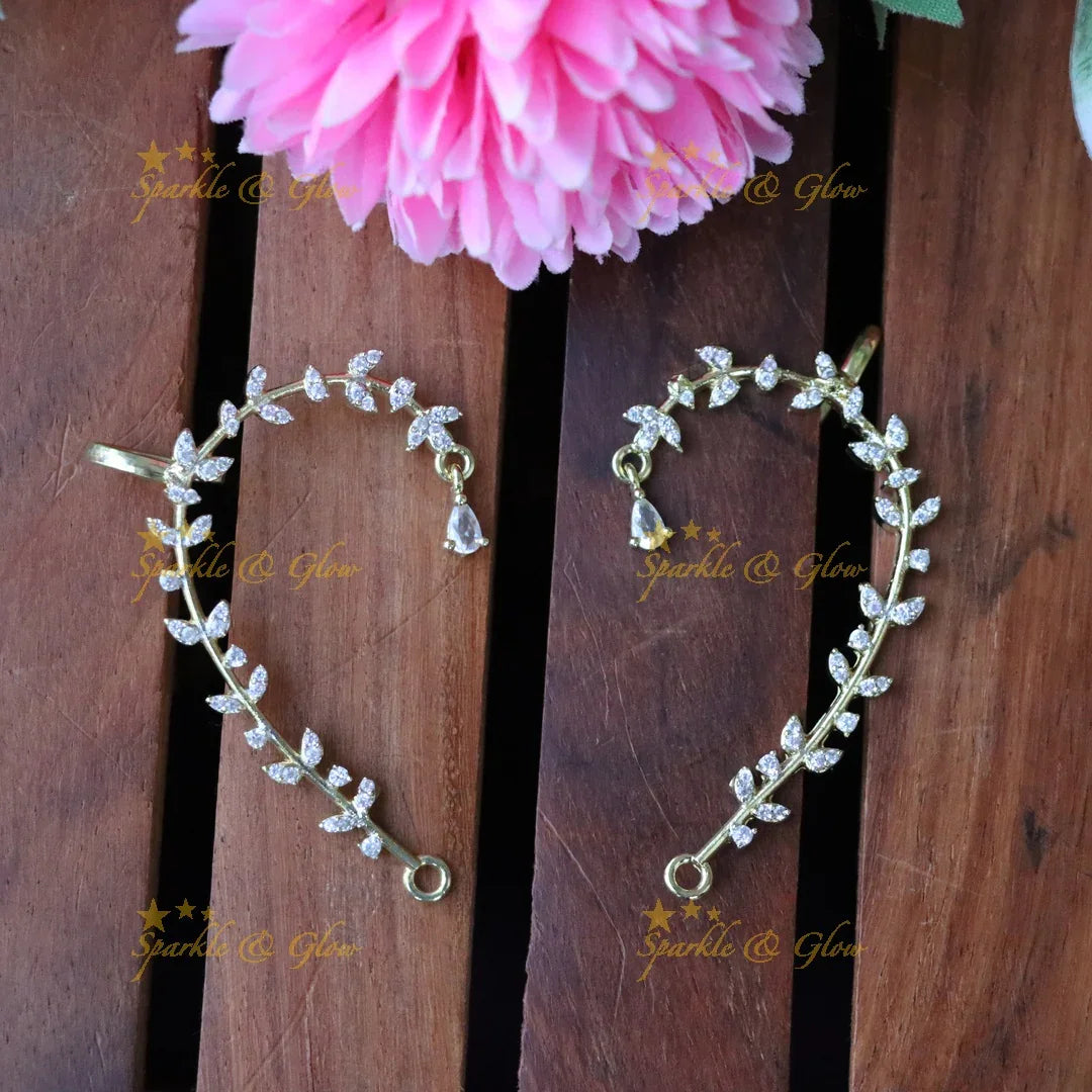 Exquisite Gold Leaf Ear Cuffs - Perfect for Festivities
