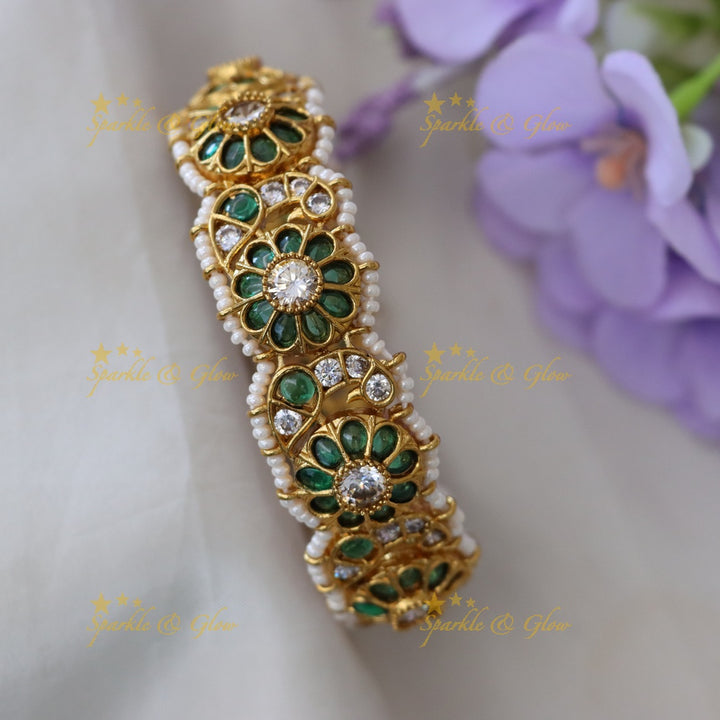 Exquisite Gold Floral Bangle for Weddings