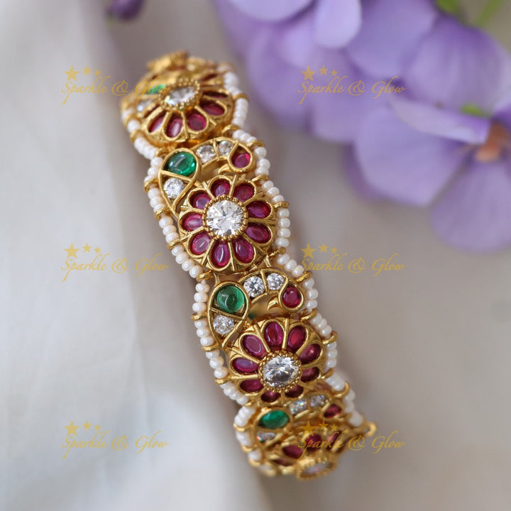 Exquisite Gold Floral Bangle for Weddings