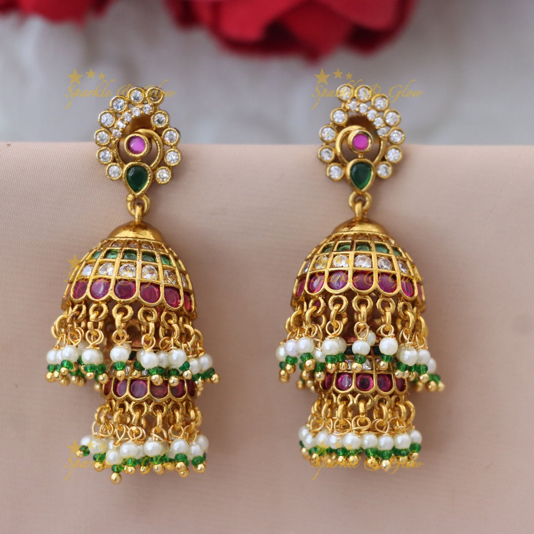 Elegant Gold-Plated Festive Jhumka Earrings