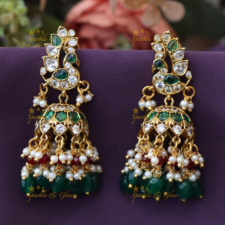 Exquisite Gold Plated Jhumka Earrings with Intricate Design
