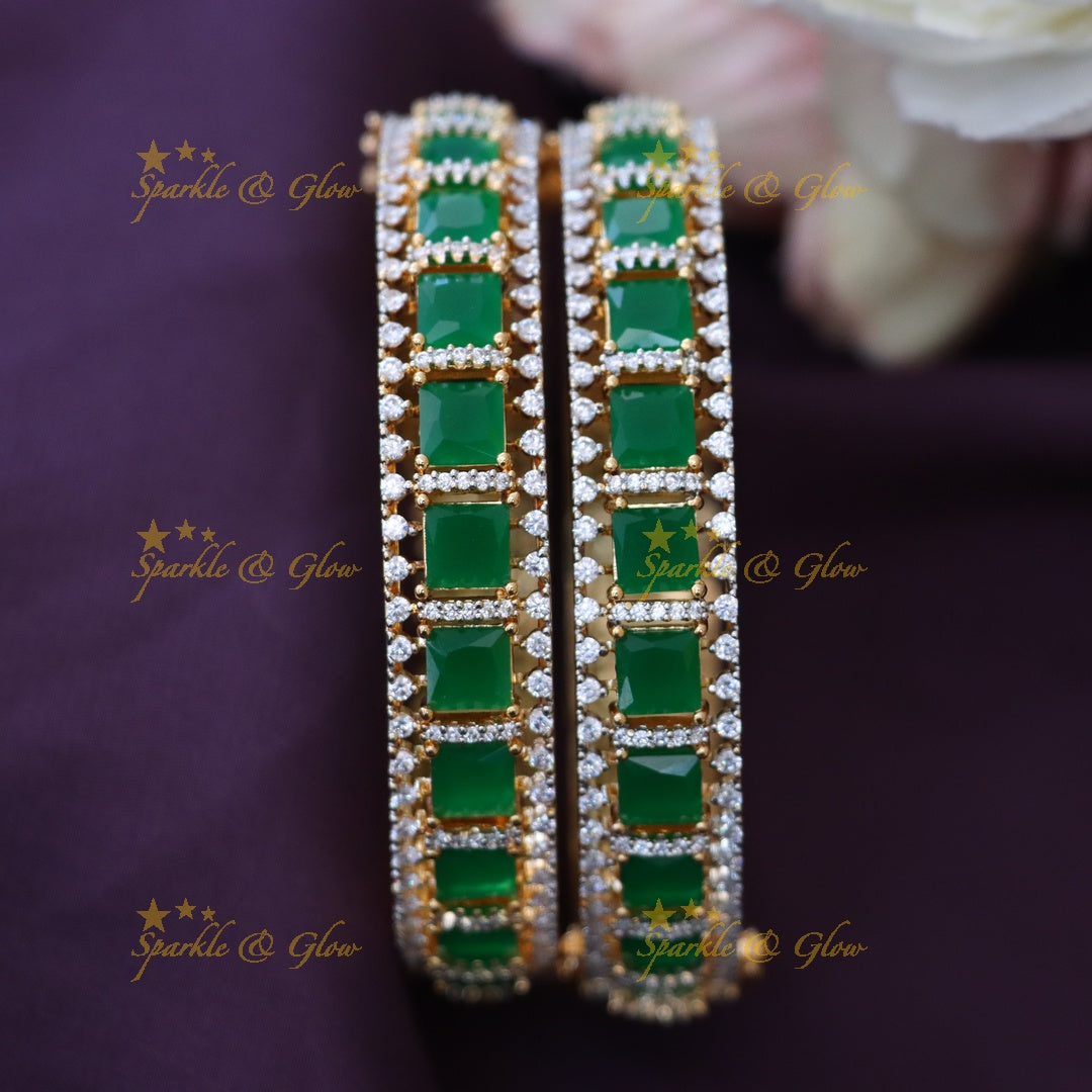 Elegant Gold-Alike Bangles with Ruby Stones - New Arrival