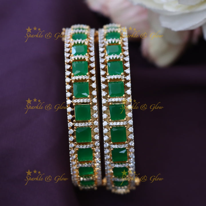 Elegant Gold-Alike Bangles with Ruby Stones - New Arrival