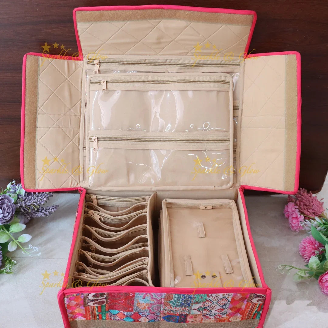 Vibrant Patchwork Jewellery Organizer – Ideal for Travel