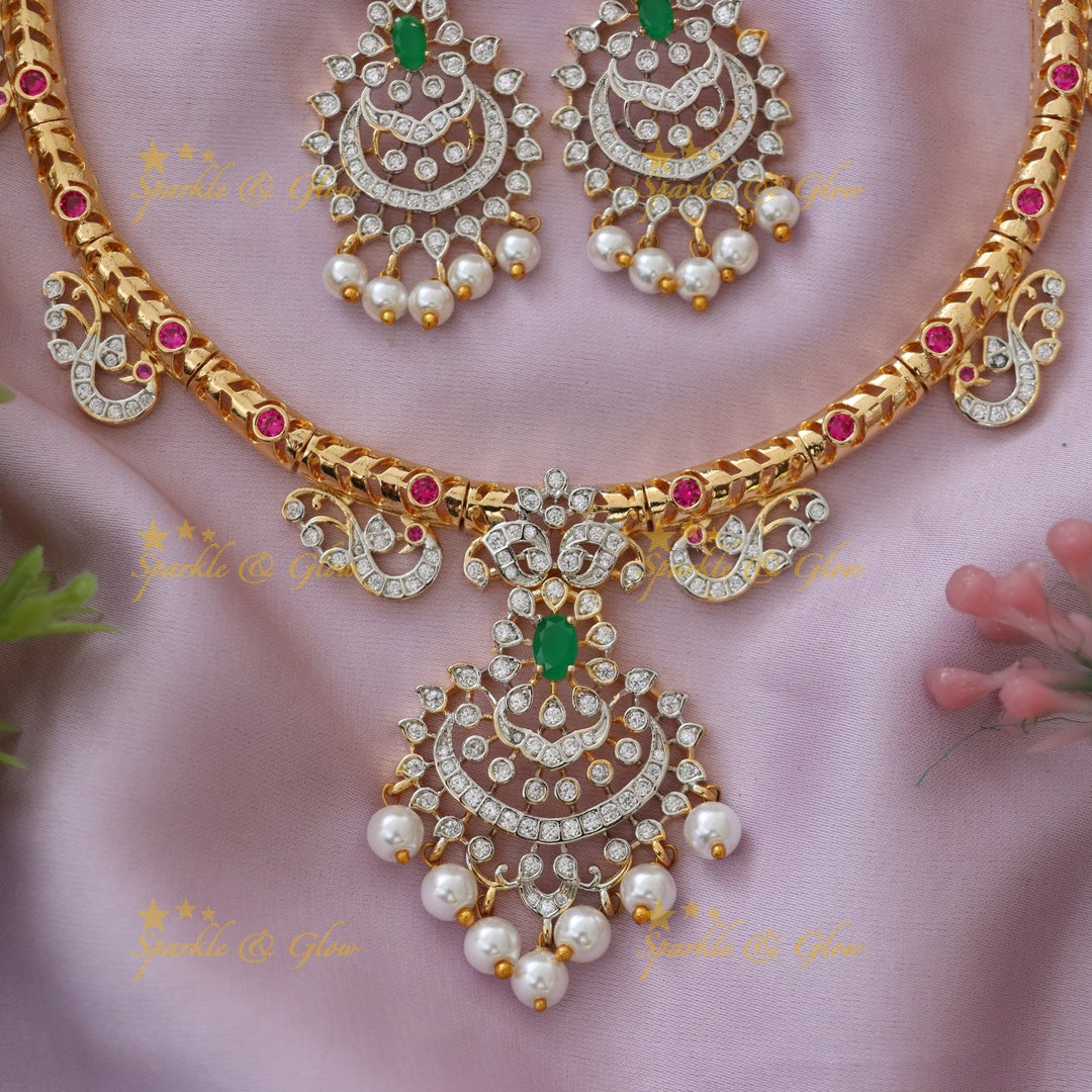 Exquisite American Diamond Wedding Necklace Set