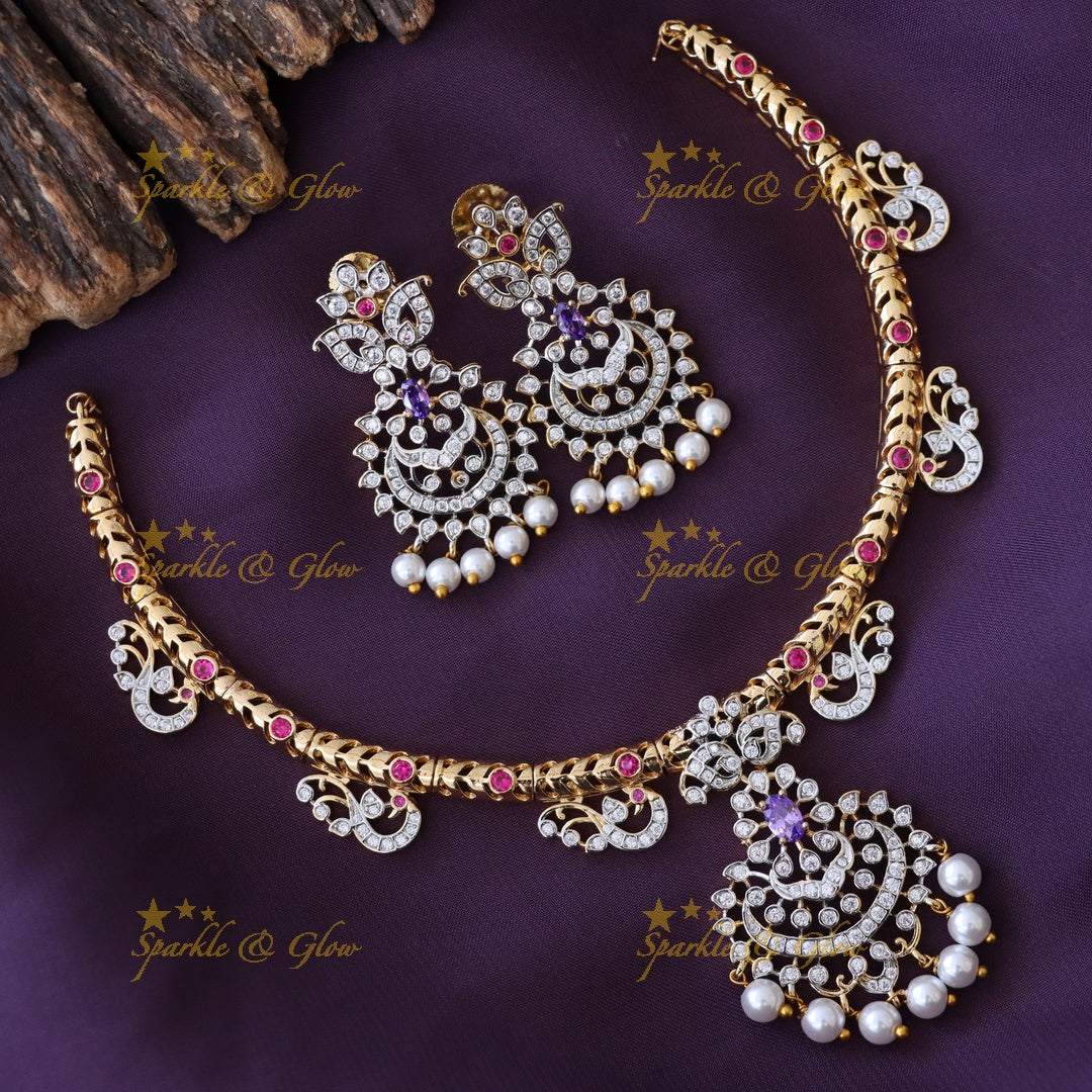 Exquisite American Diamond Wedding Necklace Set