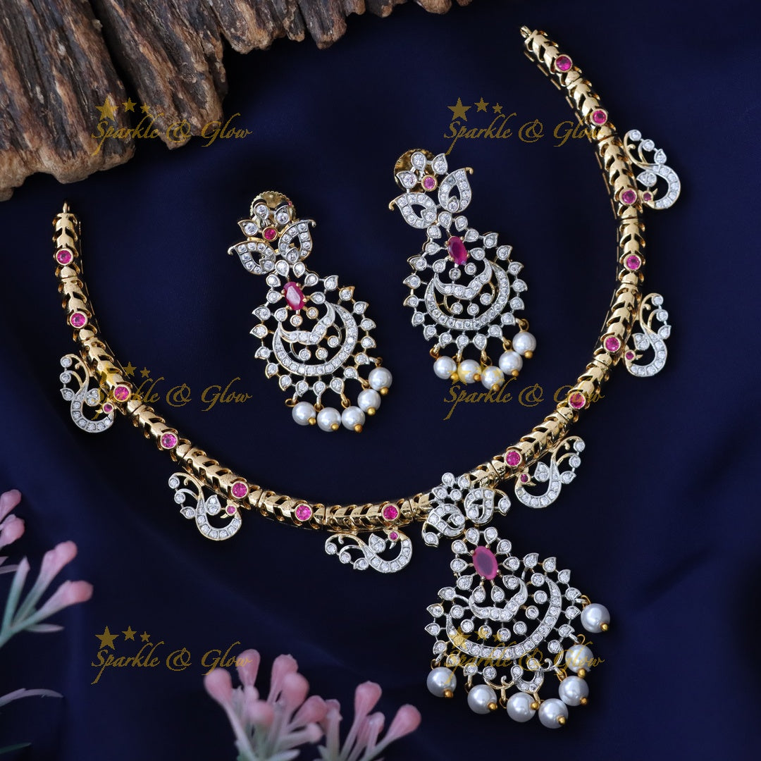 Exquisite American Diamond Wedding Necklace Set