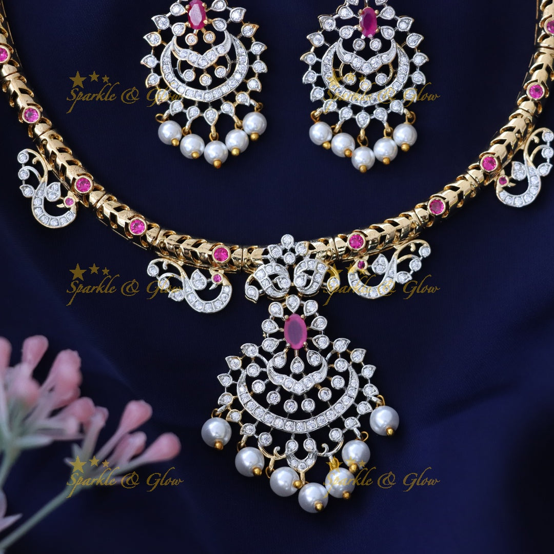 Exquisite American Diamond Wedding Necklace Set