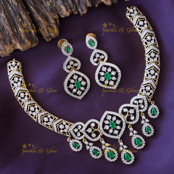 Sparkling American Diamond Necklace Set with Earrings