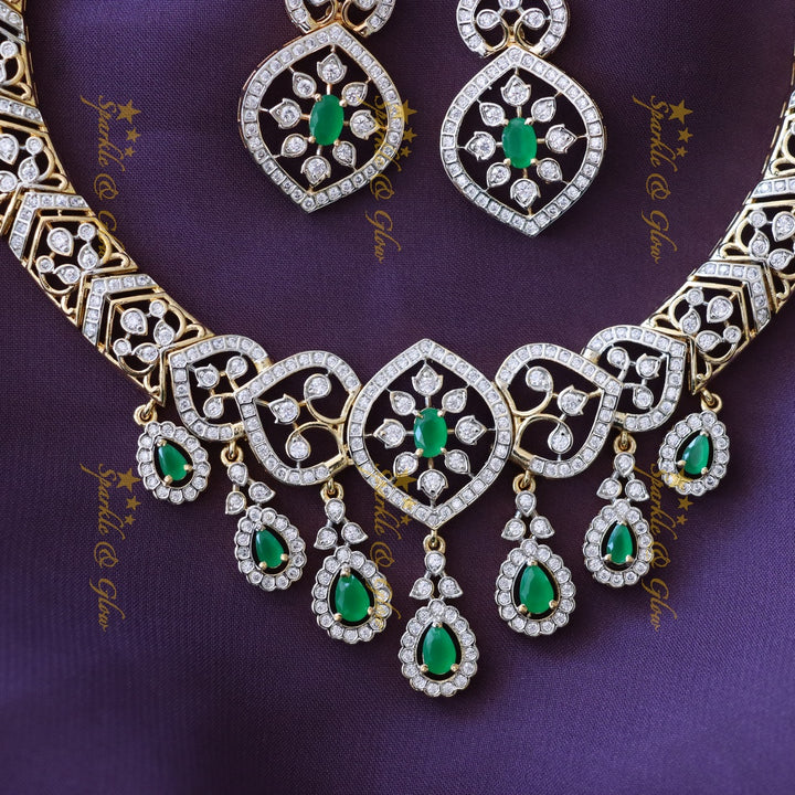 Sparkling American Diamond Necklace Set with Earrings