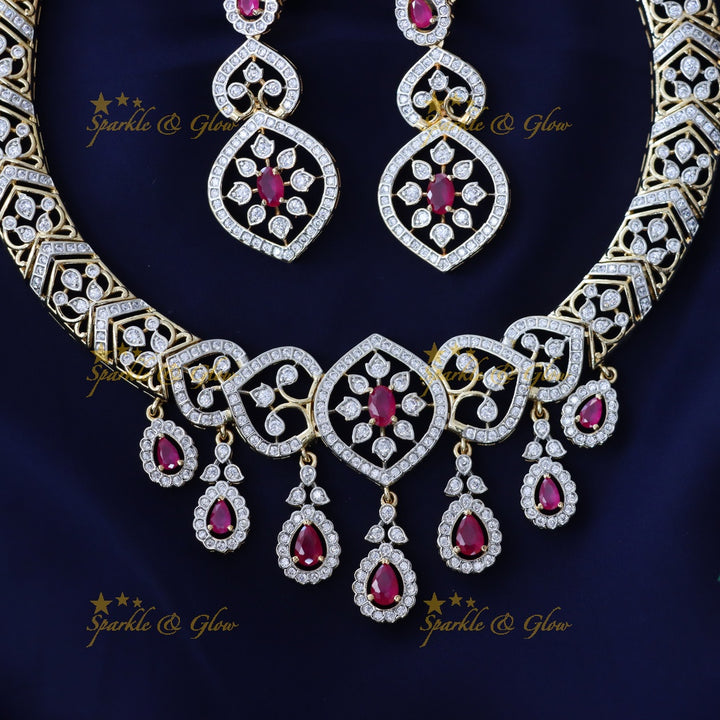 Sparkling American Diamond Necklace Set with Earrings
