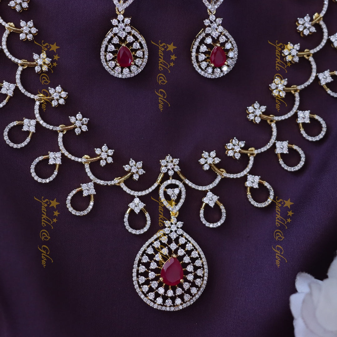 Captivating Gold-Plated Necklace Set with Green Accents