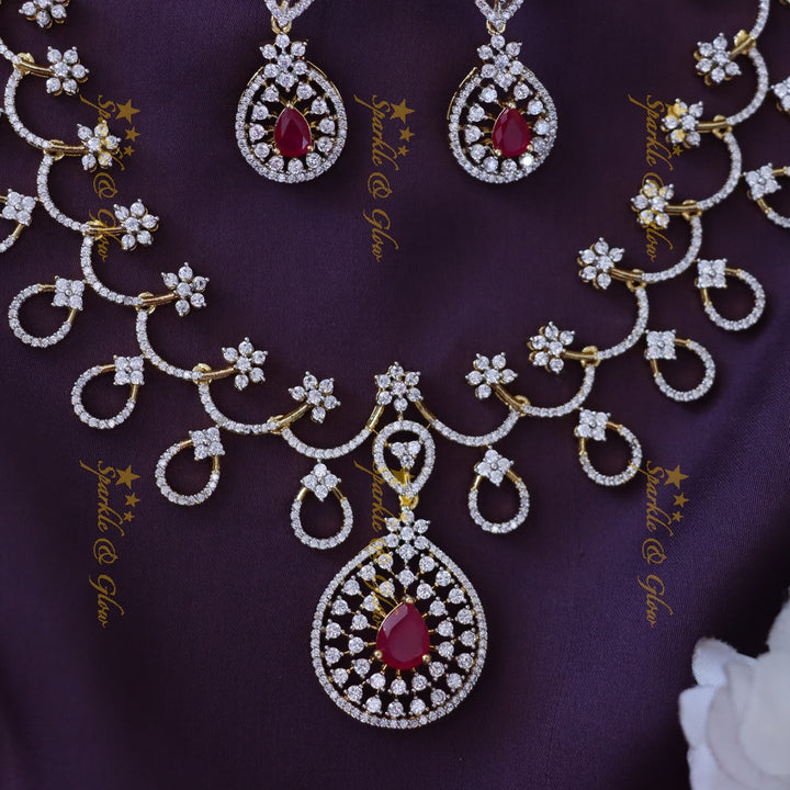 Captivating Gold-Plated Necklace Set with Green Accents