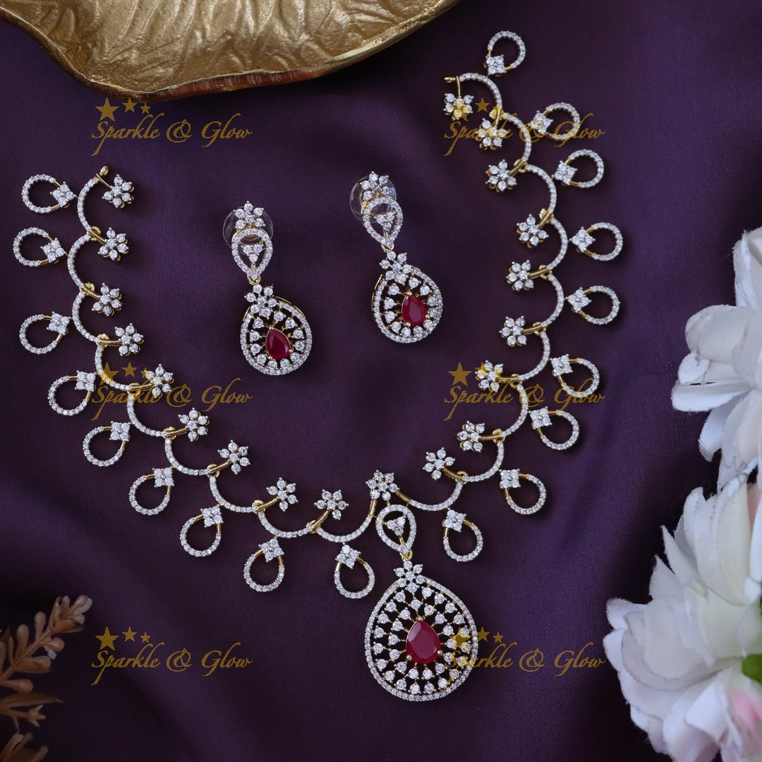 Captivating Gold-Plated Necklace Set with Green Accents